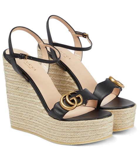 gucci brown wedges|gucci espadrilles black leather.